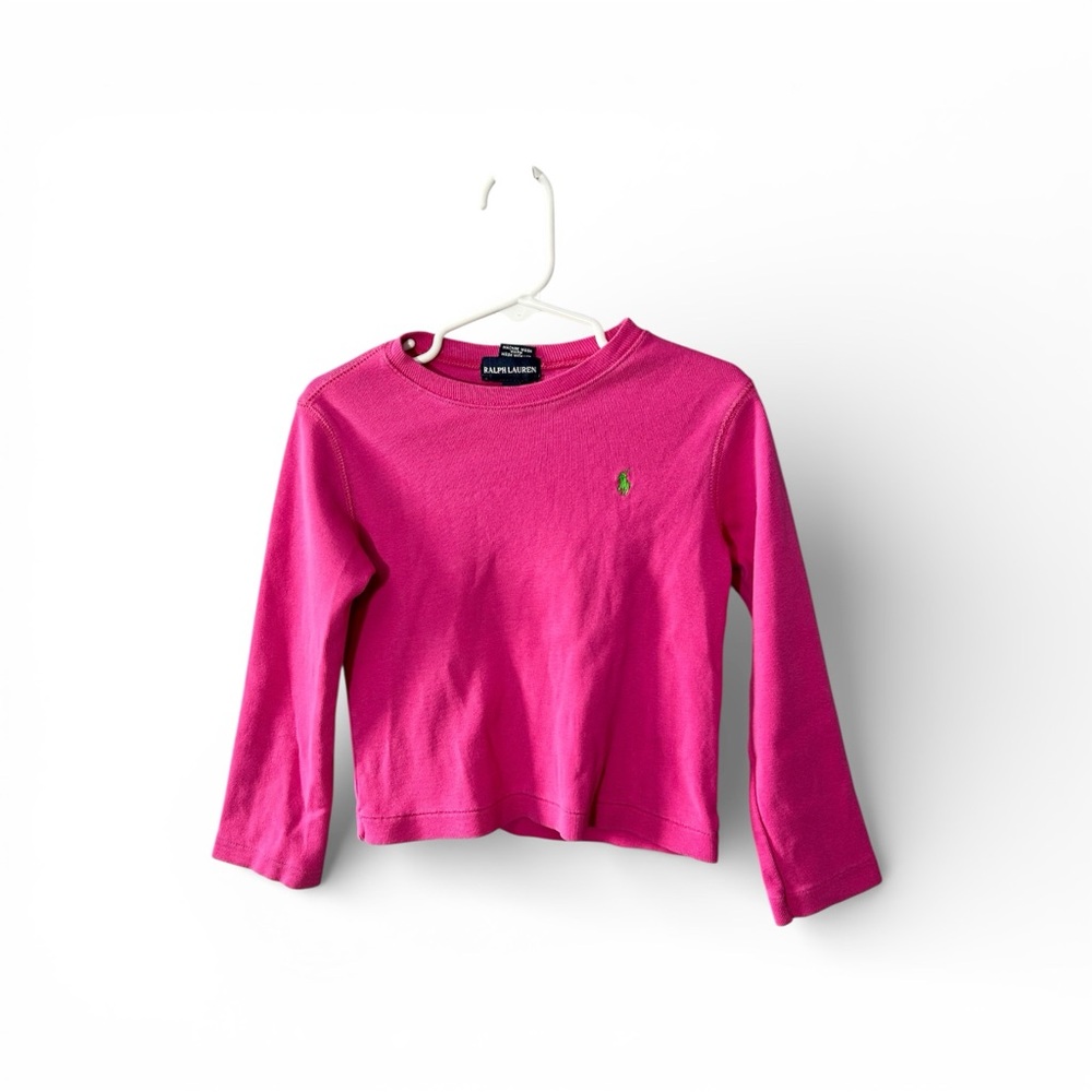 Ralph Lauren Girls Crew Neck Long Sleeve Tee Size 5 College Pink
